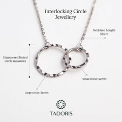 Mother And Daughter Interlocking Circle Silver Necklace