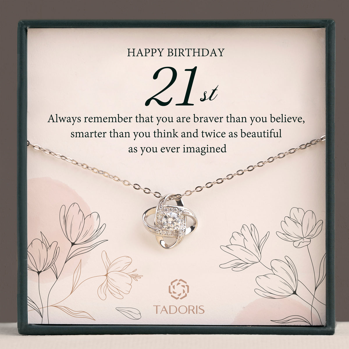 21th Birthday Love Knot Necklace - Gifts For Daughter, Granddaughter, Wife, Girlfriend