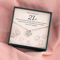 21th Birthday Love Knot Necklace - Gifts For Daughter, Granddaughter, Wife, Girlfriend