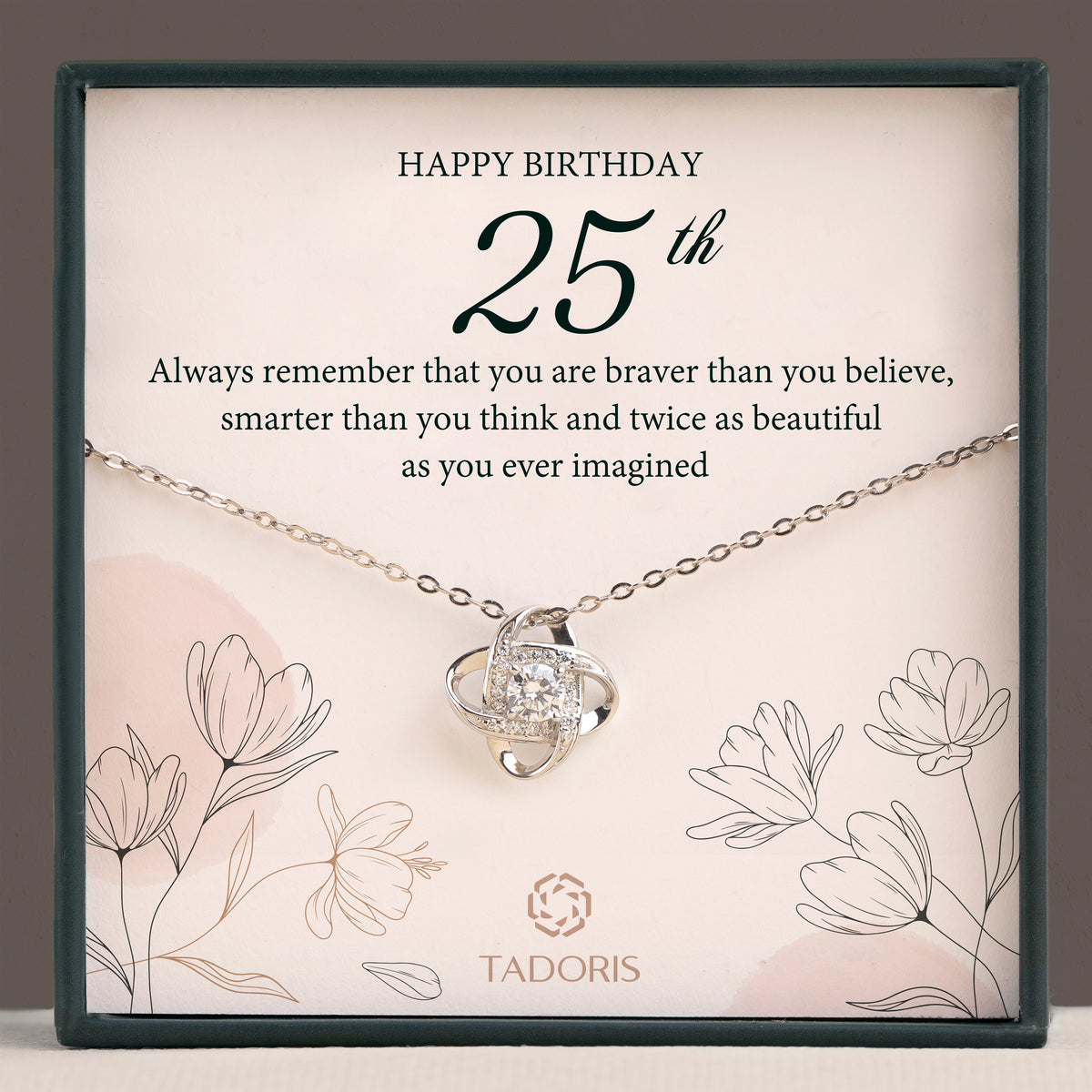 25th Birthday Necklace - Love Knot Silver Necklace - Gifts for Wife, Daughter, Girlfriend