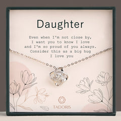 Daughter Even When I'm Not Closed By - Silver Love Knot Necklace