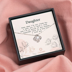 Daughter Even When I'm Not Closed By - Silver Love Knot Necklace