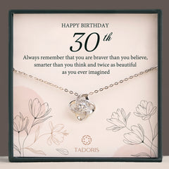 30th Birthday Necklace - Love Knot Silver Necklace - Gifts for Wife, Daughter, Girlfriend