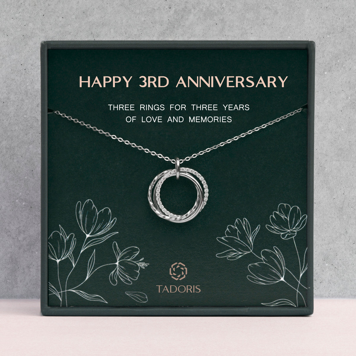 3rd Anniversary Necklace - 3 Years Anniversary Necklace - Gifts For Wife From Husband