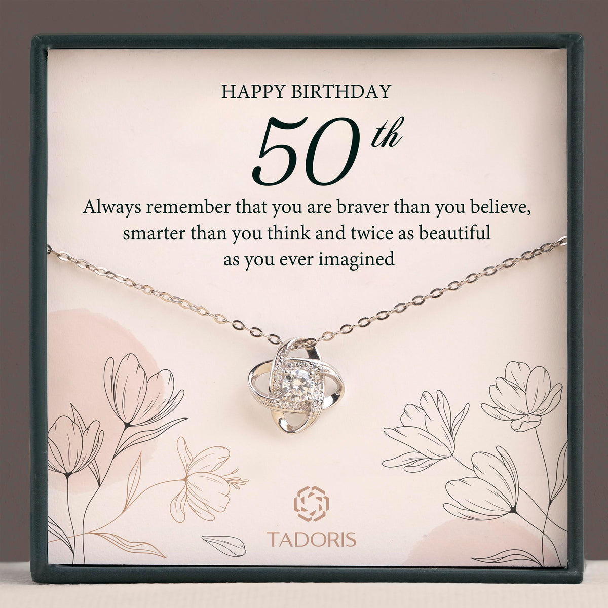 50th Birthday Necklace - Love Knot Silver Necklace - Birthday Gifts For Wife,Mom,Grandma