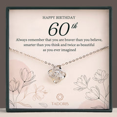 60th Birthday Necklace - Love Knot Silver Necklace - Birthday Gifts For Wife,Mom,Grandma