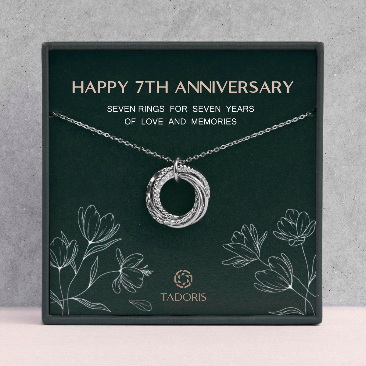 7th Anniversary Gifts For Her - 7 Years Anniversary Silver Necklace