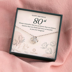 80th Birthday Necklace - Love Knot Silver Necklace - Birthday Gifts For Wife,Mom,Grandma