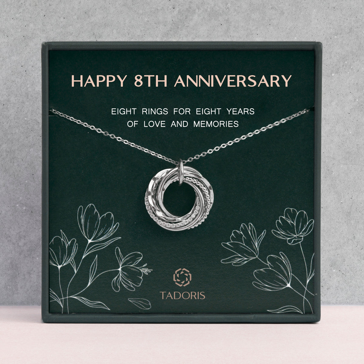 8th Anniversary Necklace -  8 Years Anniversary Necklace - Gifts For Wife