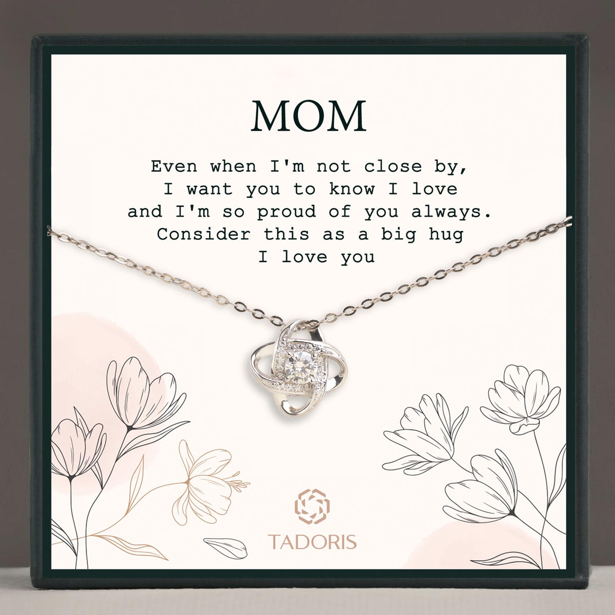 Gift For Mom From Daughter & Son Love Knot Silver Necklace