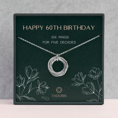 60th Birthday Necklace - Six Rings For Six Decades