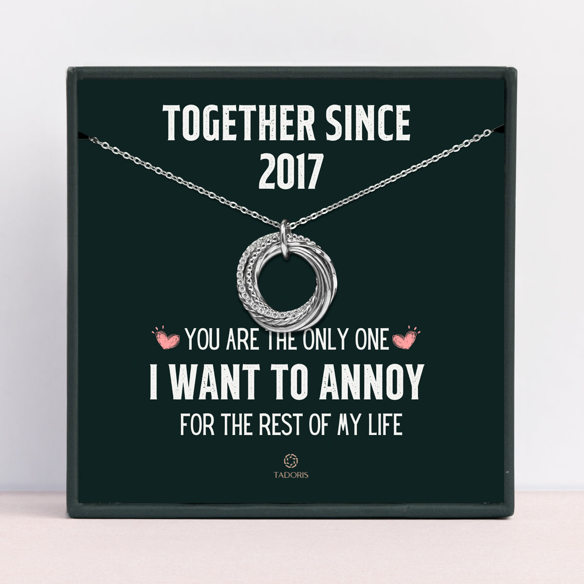 Together Since 2017 - 5 Years Anniversary Gifts For Her - 5th Anniversary Gift - Silver Necklace