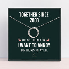 Together Since 2003 - 20th Anniversary Gifts For Her - China Anniversary Gift Wife - 20 Years Anniversary Gift For Parent - Sterling Silver Necklace