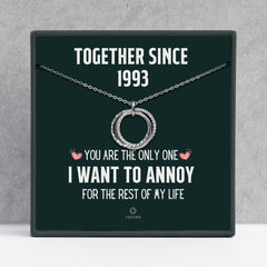 Together Since 1993 - 30th Anniversary Gifts For Her - 30th Pearl Wedding Anniversary Gift For Parent - Sterling Silver Necklace