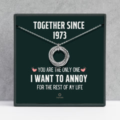 Together Since 1973 - 50th Anniversary Gifts For Her - Gold Wedding Anniversary Gift For Parents - Sterling Silver Necklace