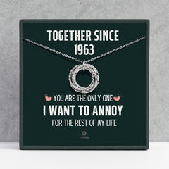 Together Since 1963 - 60th Anniversary Gifts For Her - Diamond Wedding Anniversary Gift For Parents & Grandparents - Sterling Silver Necklace